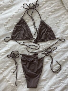 RIOT swim Taupe Bixi String Bikini Set